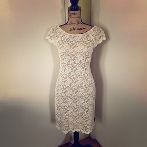 Ivory stretch lace dress